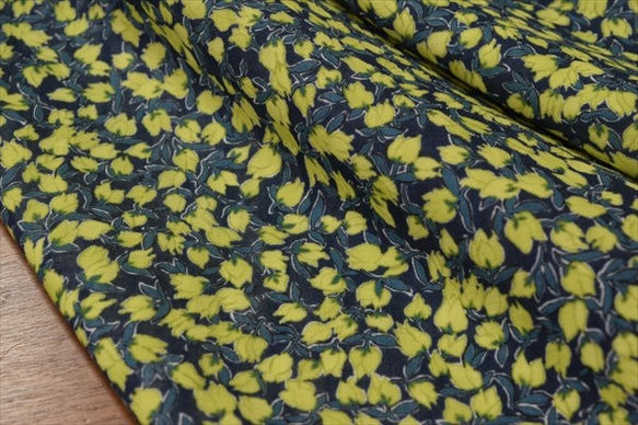 【オーガニックコットン】ダブルガーゼ生地/黄色い花柄/布 4枚目の画像