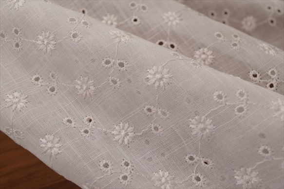 50cm [全刺繡蕾絲麵料] r9 /棉籤/超薄/花藤刺繡/花朵圖案/布/日本製造 第3張的照片