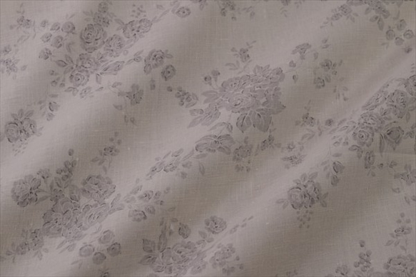 50cm【Kei Fabric】柔らかしっとりリネン生地/麻100%/モアソフト加工/花柄/薔薇 3枚目の画像