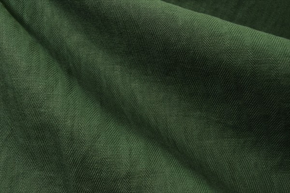50cm [日本亞麻] 高品質彩色亞麻布/人字紋/素色/天然材質/綠色 第3張的照片