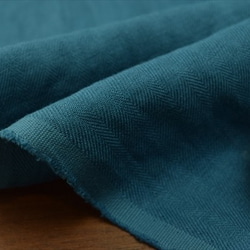 50cm [日本亞麻布]高品質彩色亞麻布/人字形編織/單色/天然材料/藍色 第2張的照片