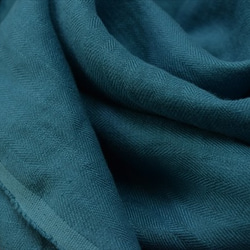50cm [日本亞麻布]高品質彩色亞麻布/人字形編織/單色/天然材料/藍色 第5張的照片