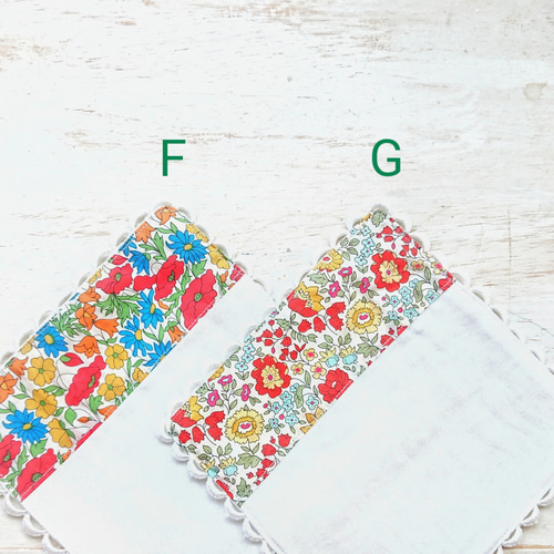 選べる！リバティプリント×ガーゼのミニレースハンカチ 15cm ○ 抗菌  