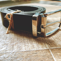 Leather belt 30 mm  義大利 Buttero 皮帶-手染 經典黑 第2張的照片