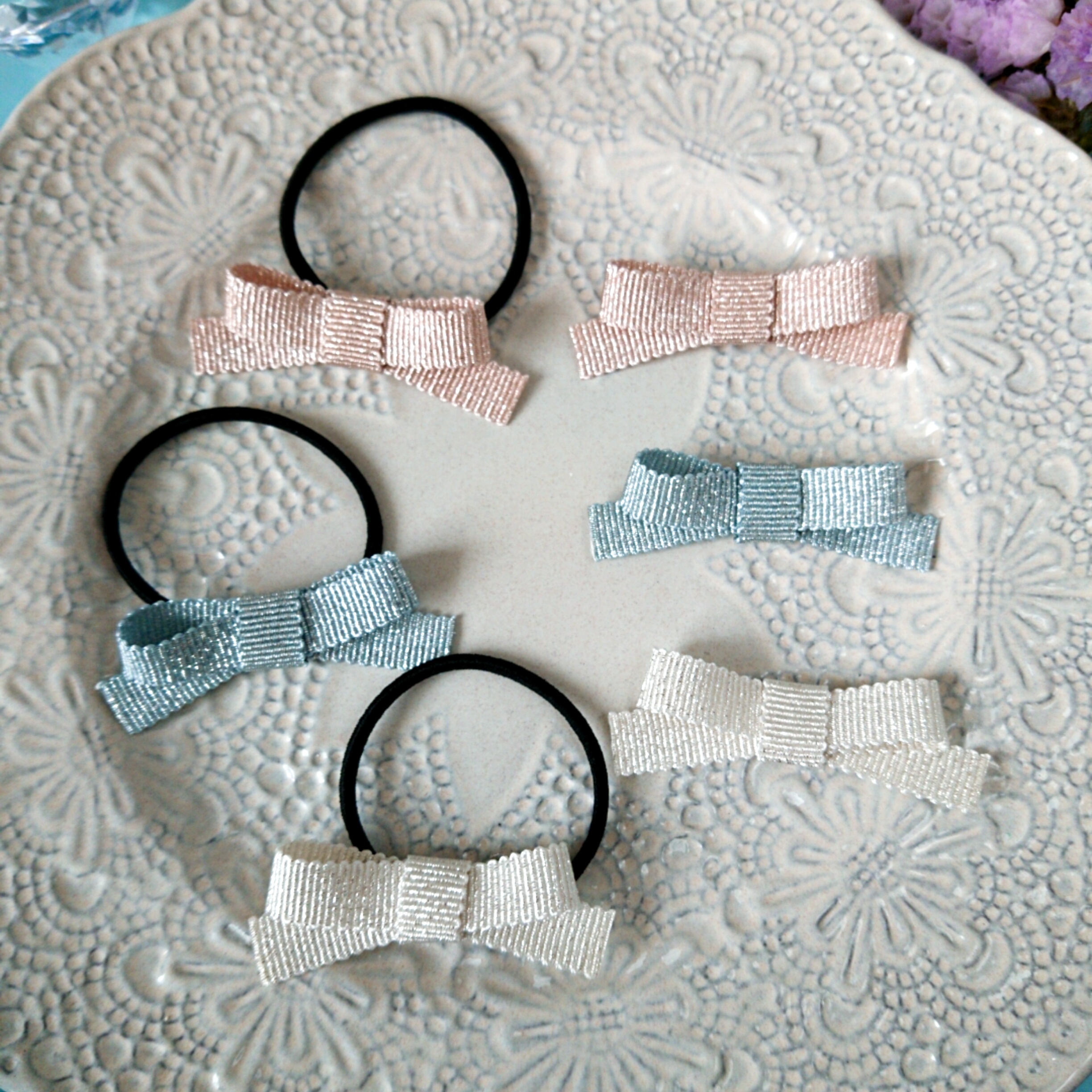 オーガンジーリボン♡ヘアゴム♡夢を見る木馬