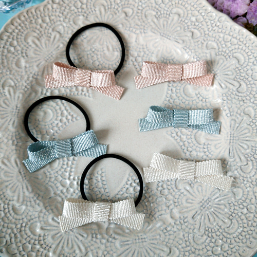 プチりぼんが可愛い♡ラメ木馬リボンヘアゴム2個セット ヘアゴム  