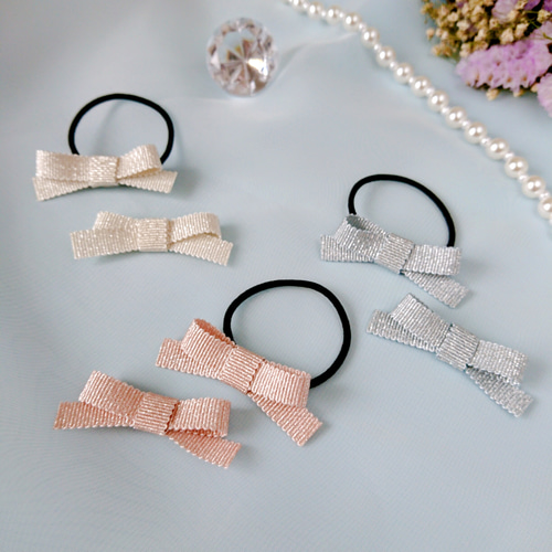 プチりぼんが可愛い♡ラメ木馬リボンヘアゴム2個セット ヘアゴム