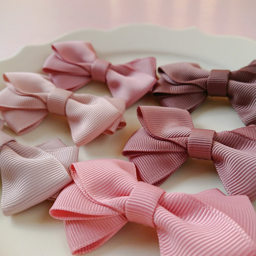選べる♡コロンとした可愛いリボンくすみピンク 2個セット♪くすみ