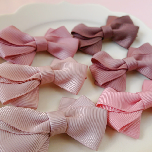 選べる♡コロンとした可愛いリボンくすみピンク 2個セット♪くすみ