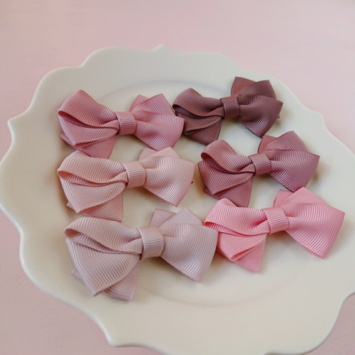 選べる♡コロンとした可愛いリボンくすみピンク 2個セット♪くすみ