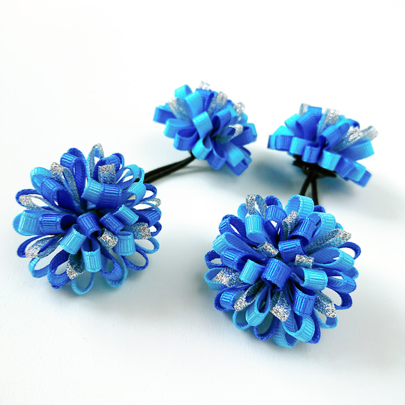 確認　たらりんヘアリボン ヘアゴム 華やかロングリボン　345　ミントブルー 確認 たらりんヘアリボン ヘアゴム 華やかロングリボン 345