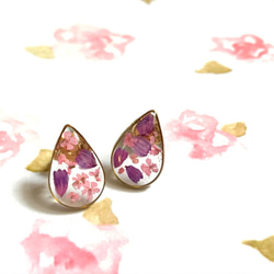 HEI〜そこに「紫の鼎」真の色のドロップの花のイヤリング 1枚目の画像