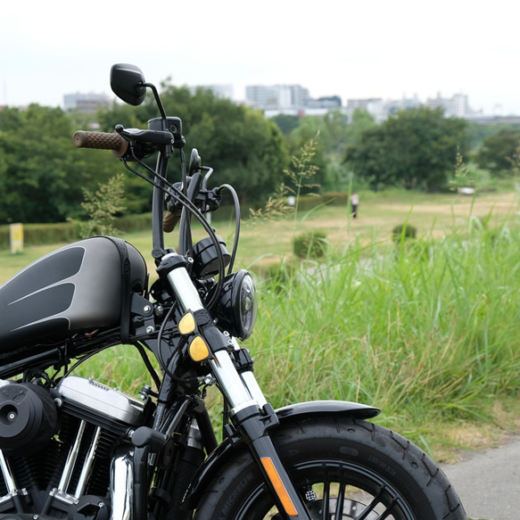 サングラスホルダー：スタンダードカラー（真鍮）／ SPORTSTER 48 XL1200X 49mmフォーク用 2枚目の画像