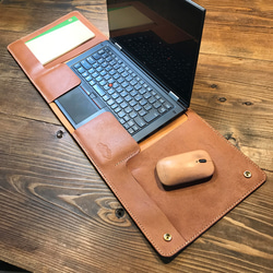 一枚革で作ったラップタイプのノートPCカバー ：トコ革　／Lenovo Thinkpad X1 Yoga 専用 2枚目の画像