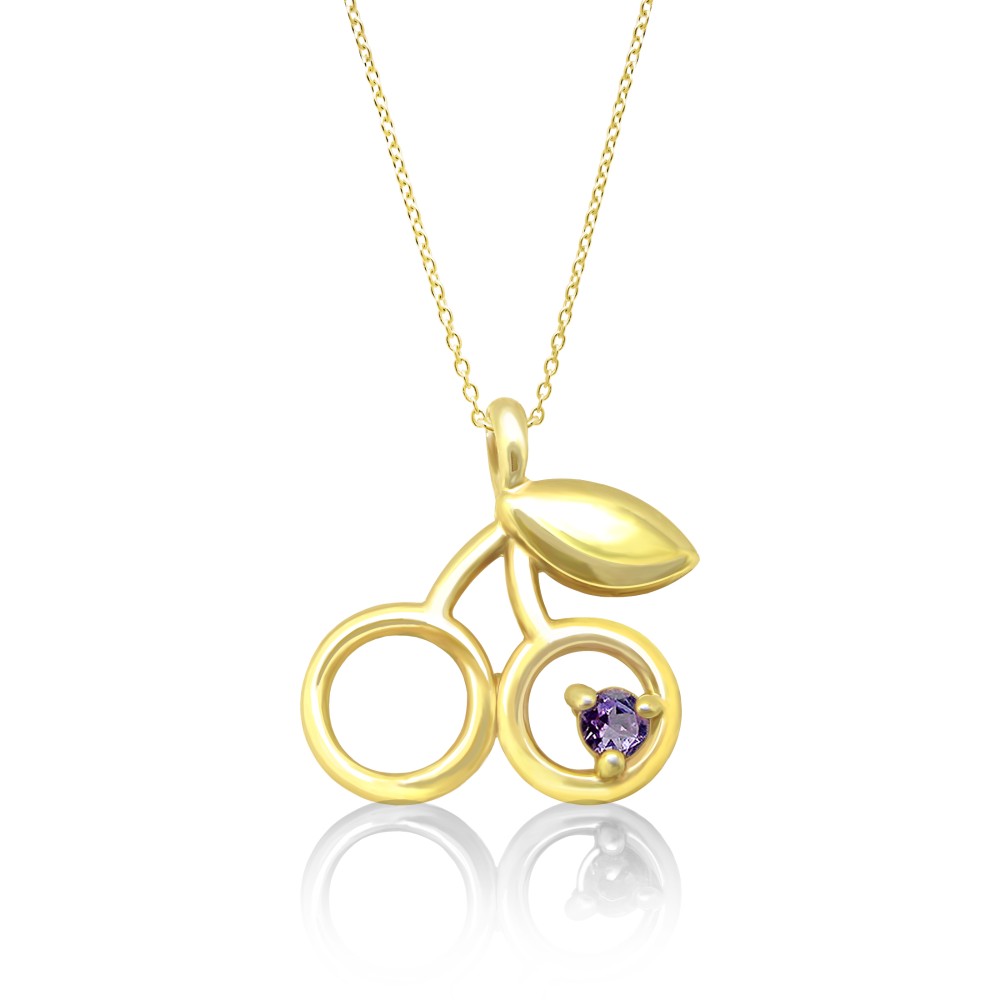 フルーツ ジュエリー さくらんぼ 12月 誕生石 タンザナイト 付き サクランボ チェリー ネックレス [受注制作]