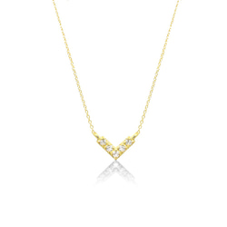 ★1 件現貨★ 經典美麗 V 線天然鑽石吊飾 K18 黃金項鍊 第1張的照片