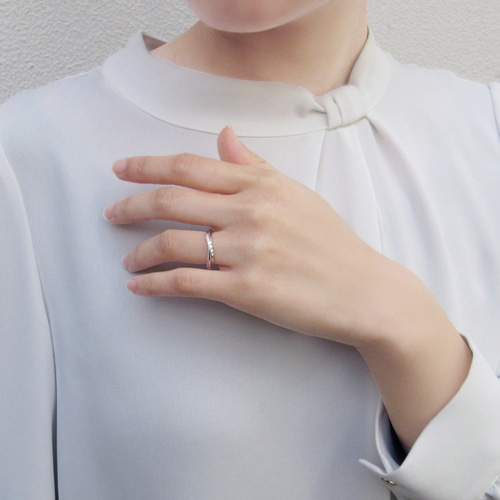 プラチナ 天然 ダイヤモンド ウェーブ ライン マリッジ リング