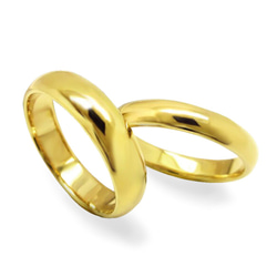 K18 金色簡約小丸結婚戒指 結婚戒指配對，將被長久喜愛！免費調整尺寸一次 第1張的照片