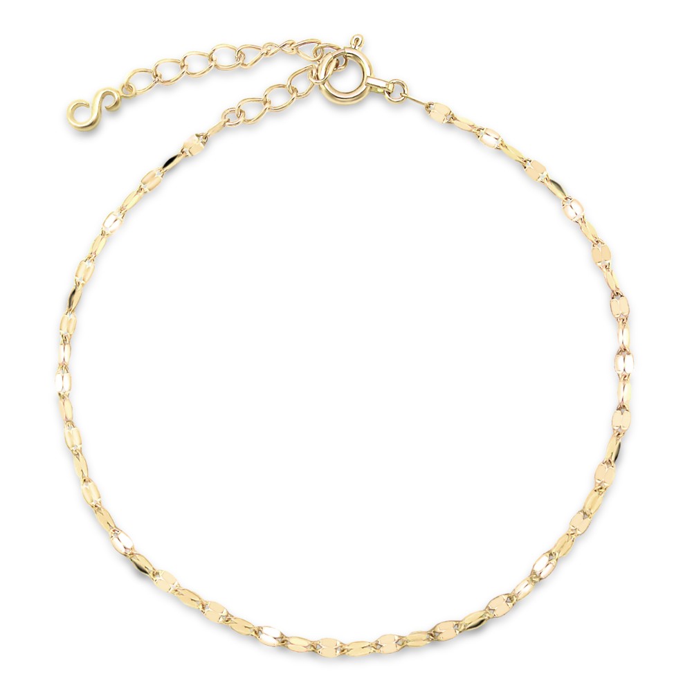 イニシャル [ S ] ミニチャーム付 リーフ モチーフ イエローゴールド アルファベット ブレスレット ★在庫あり★