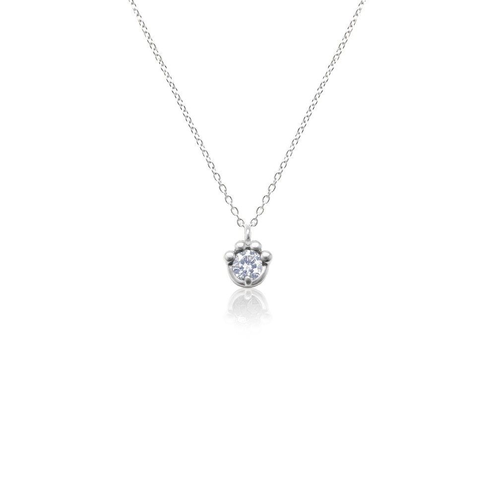 猫 の 肉球 モチーフ 6月 誕生石 ムーンストーン ホワイトゴールド ねこ シリーズ ネックレス [受注制作]