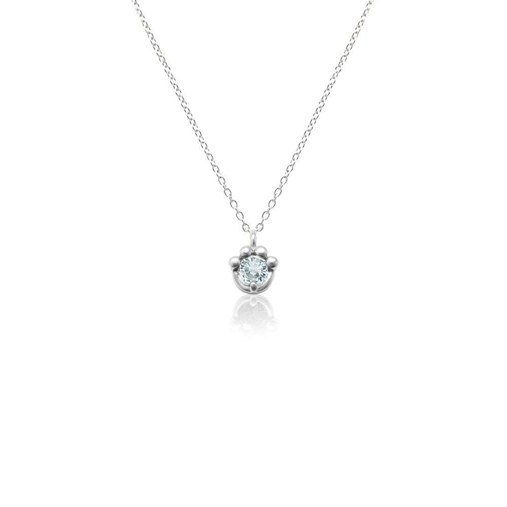 猫 の 肉球 モチーフ 3月 誕生石 アクアマリン ホワイトゴールド ねこ シリーズ ネックレス [受注制作]