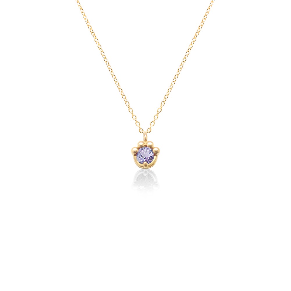 猫 の 肉球 モチーフ 12月 誕生石 タンザナイト イエローゴールド ねこ シリーズ ネックレス [受注制作]