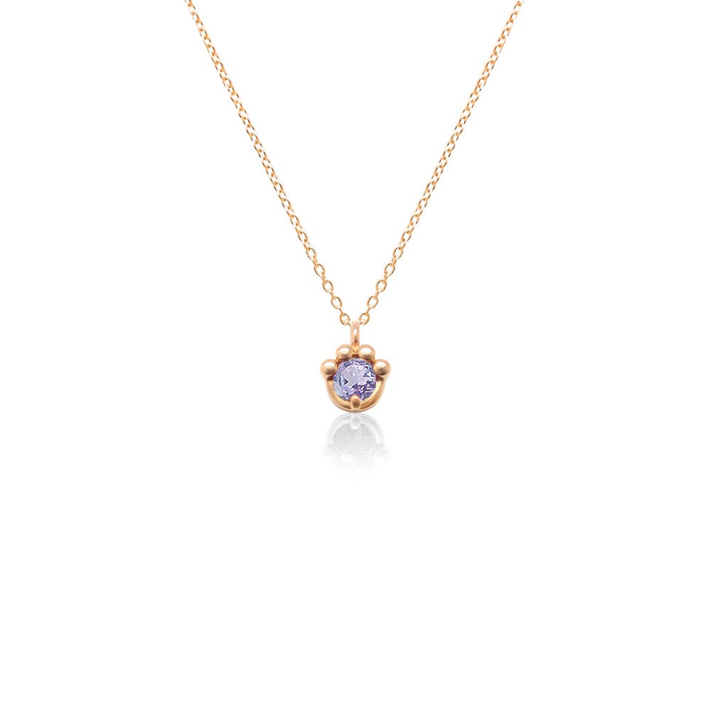 猫 の 肉球 モチーフ 12月 誕生石 タンザナイト ピンクゴールド ねこ シリーズ ネックレス [受注制作]