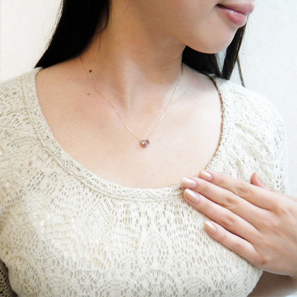 Desert Jewelry Tart K18 玫瑰金天然寶石和鑽石項鍊 [Miwa Hoseki] 第6張的照片