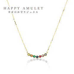 ★1 件現貨★ Amulet 護身符項鍊，採用 7 種顏色的天然寶石 K10 黃金，搭配閃亮鏈條 第1張的照片