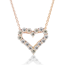 大人可愛い オープン ハート ダイヤモンド 0.2ct K18 ピンクゴールド ネックレス ペンダント [ミワホウセキ] 1枚目の画像