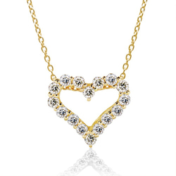 大人可愛い オープン ハート ダイヤモンド 0.2ct K18イエローゴールド ネックレス ペンダント [ミワホウセキ] 1枚目の画像
