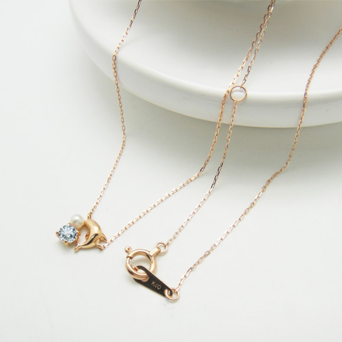 イルカ ドルフィン 幸運 モチーフ 3月 誕生石 アクアマリン & パール