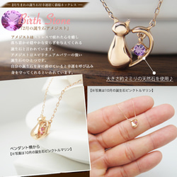 2 月生日石與保護親人的紫水晶貓 (貓) 項鍊 K10 玫瑰金 [Miwa Hoseki] 第3張的照片