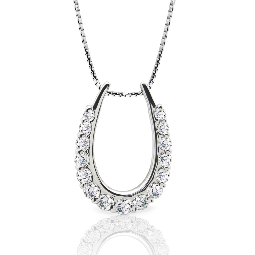 プラチナ 輝き 美しい ハート & キューピッド 0.6カラット ダイヤモンド 幸せ呼び込む 馬蹄 ネックレス 受注制作