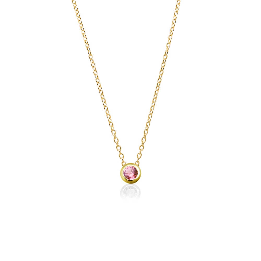 丸くて可愛い 10月 誕生石 ピンクトルマリン 幸運 呼び込む 隠れ クローバー 付き K18 ネックレス [受注制作]