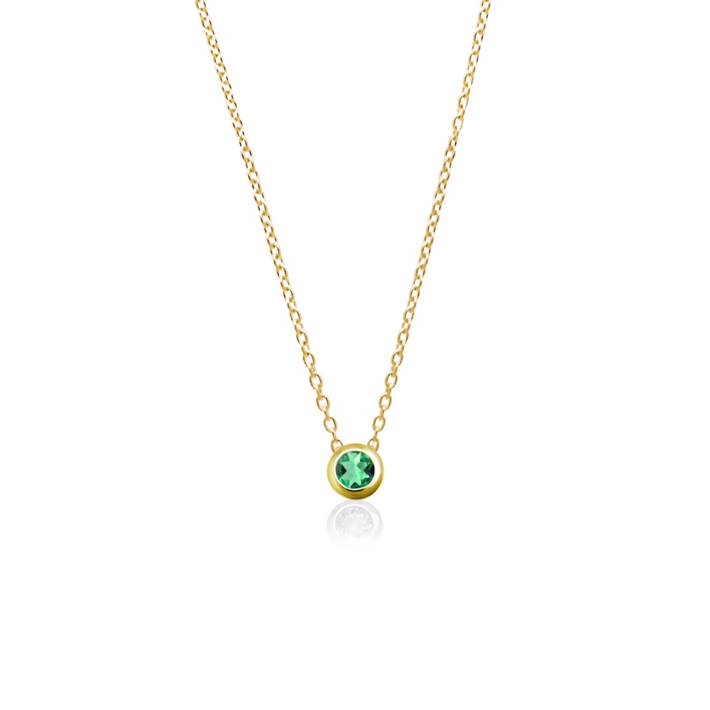 丸くて可愛い 5月 誕生石 エメラルド 幸運 呼び込む 隠れ クローバー 付き K18 ネックレス [受注制作]