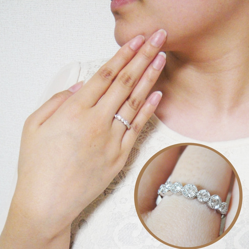 プラチナ✨ハート❤️キューダイヤ✖️ブラックダイヤ0.5ct✨ハーフエタニティリング tf-330-500-ok.jpg