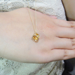 閃光閃亮大天然石黃水晶鏡面球切割 K10 黃金吊墜項鍊 第5張的照片