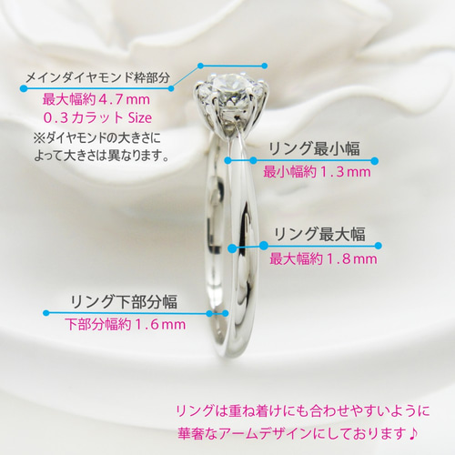 プラチナ シンプル 1粒 ダイヤモンド 0.3カラット ハート
