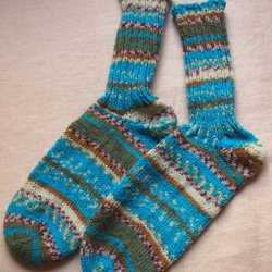 手編みの靴下（男性用26cm前後） 1枚目の画像