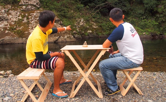 【日本檜木】木製 折疊式椅子（單人） 第4張的照片