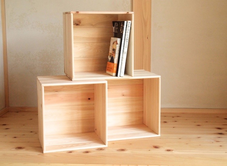 【日本／四万十ひのき】シンプルなひのきのフリーボックス（3個セット）【組立不要／1年間無料保証】