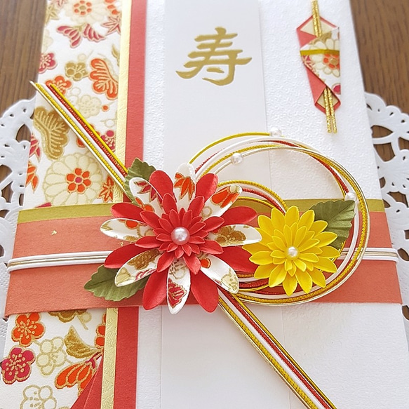 華＊ご祝儀袋　純白×紅赤 2枚目の画像