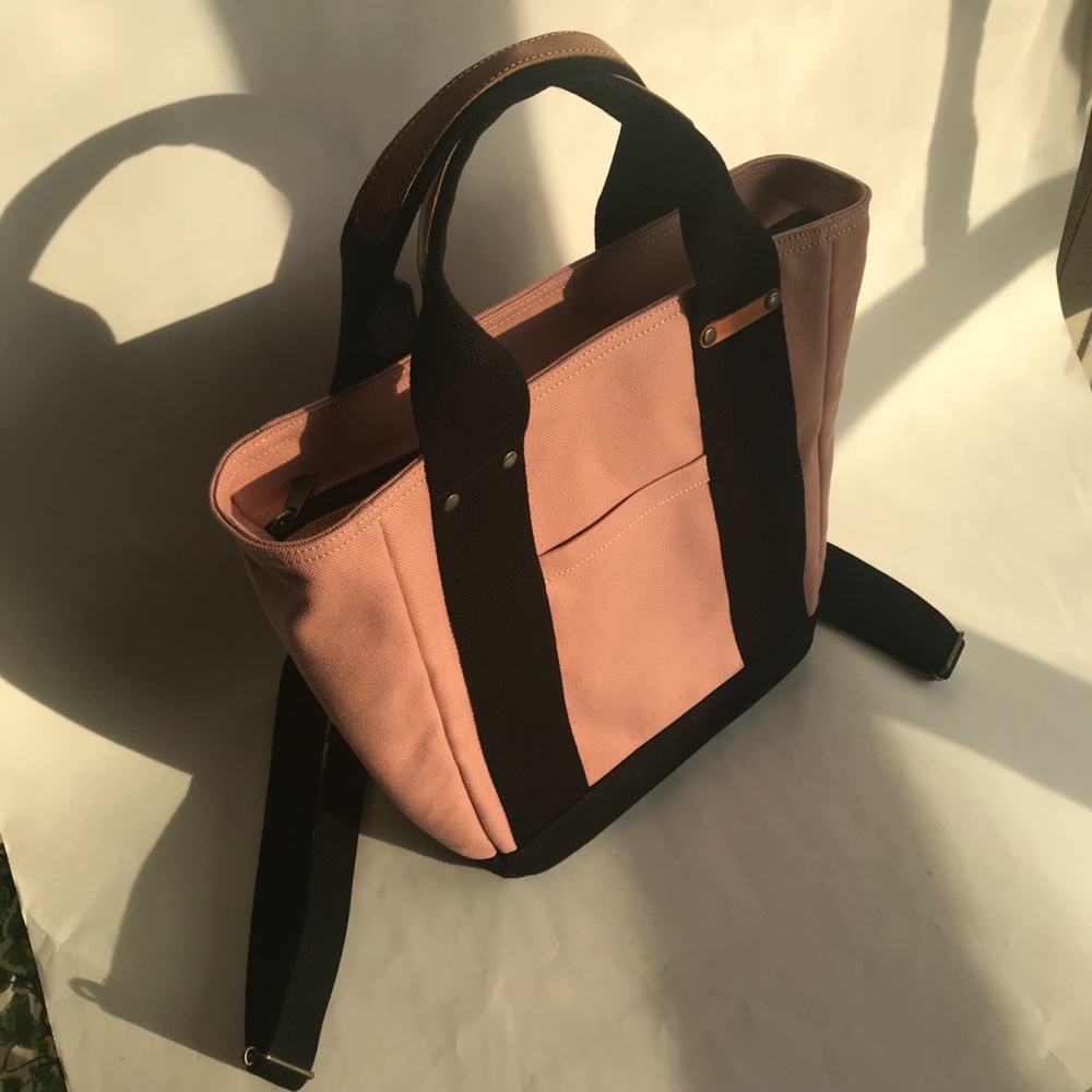 3WAY◇コロンと丸い帆布のショルダーリュック・オールドローズ+ブラック・マチ12