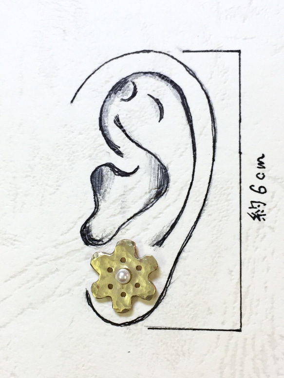 野の花と小さな真珠のピアスC 3枚目の画像