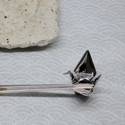 和千代 箸置き　折鶴 羽長 銀（ロジウムメッキ） 3枚目の画像