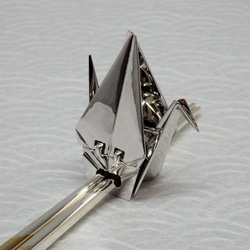和千代 箸置き　折鶴 羽長 銀（ロジウムメッキ） 6枚目の画像