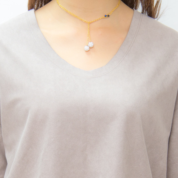 deux paves lariat long collier ラリエットロングネックレス  (パヴェ) 4枚目の画像