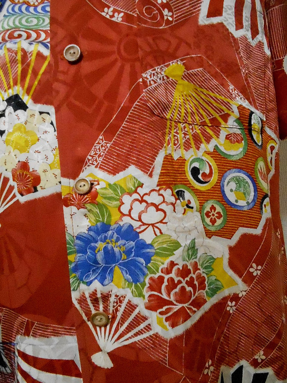 SALE ! 着物アロハシャツ Kimono Hawaiian Shirt AL-685/M 5枚目の画像