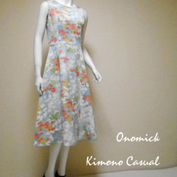 ラウンドネック着物ドレス Round neck Kimono dress LO-226/S 1枚目の画像